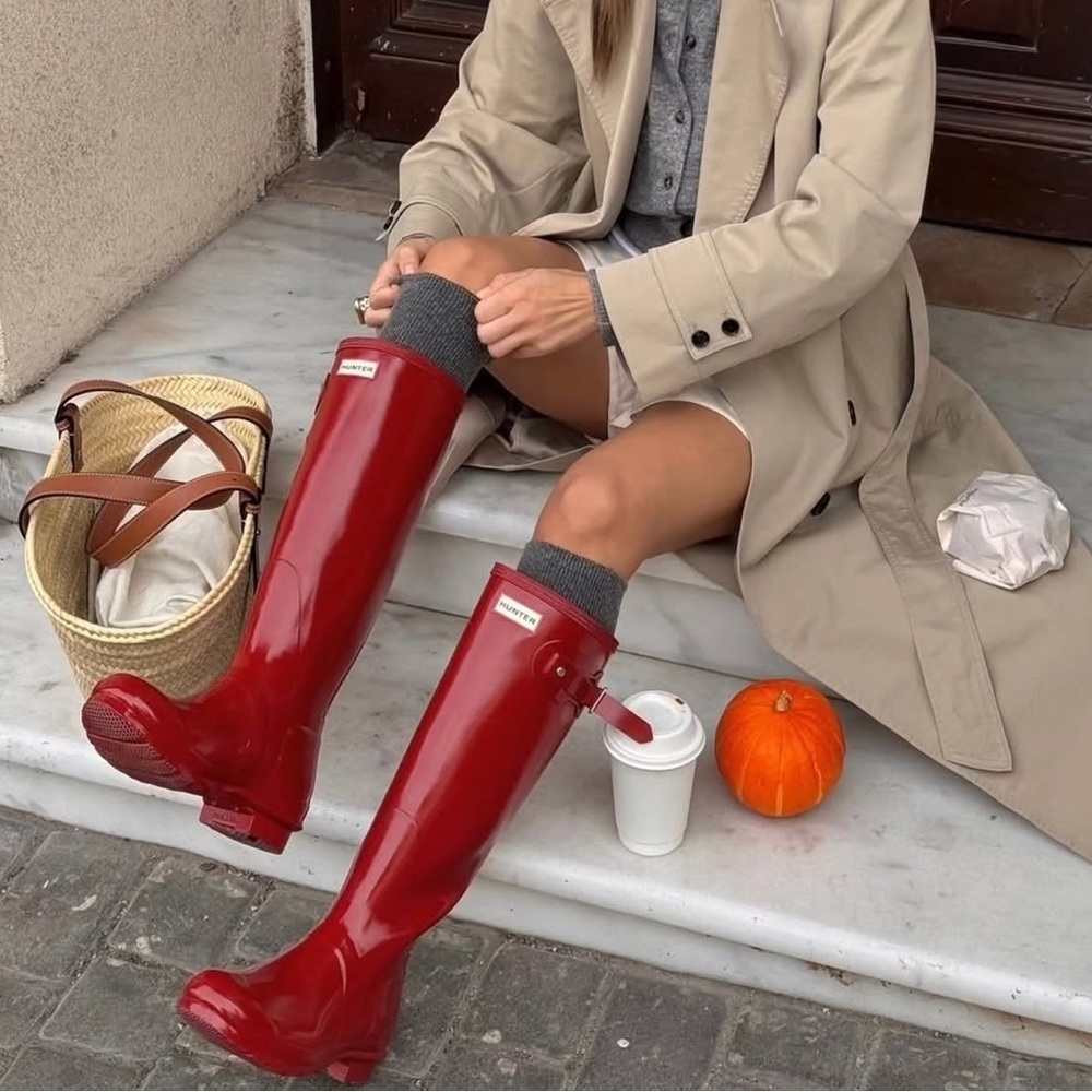Hunter Glossy Red Tall Rain Boots